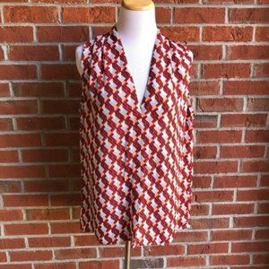 Laundry By Shelli Segal Geometric Hi-Lo‎ Sleeveless Top - Size L